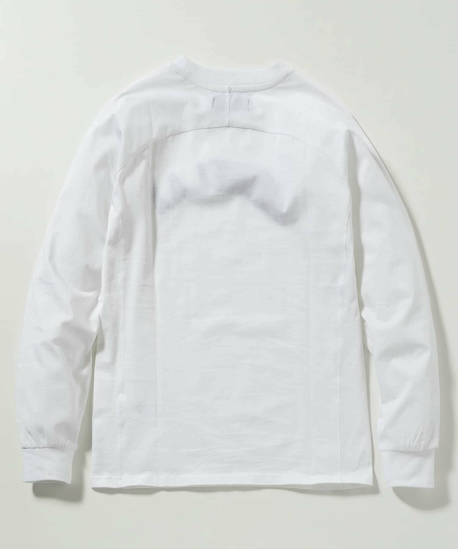 (M)1PIU1UGUALE3 RELAX/UST-23058 サガラ刺繍アーチロゴロングTシャツ